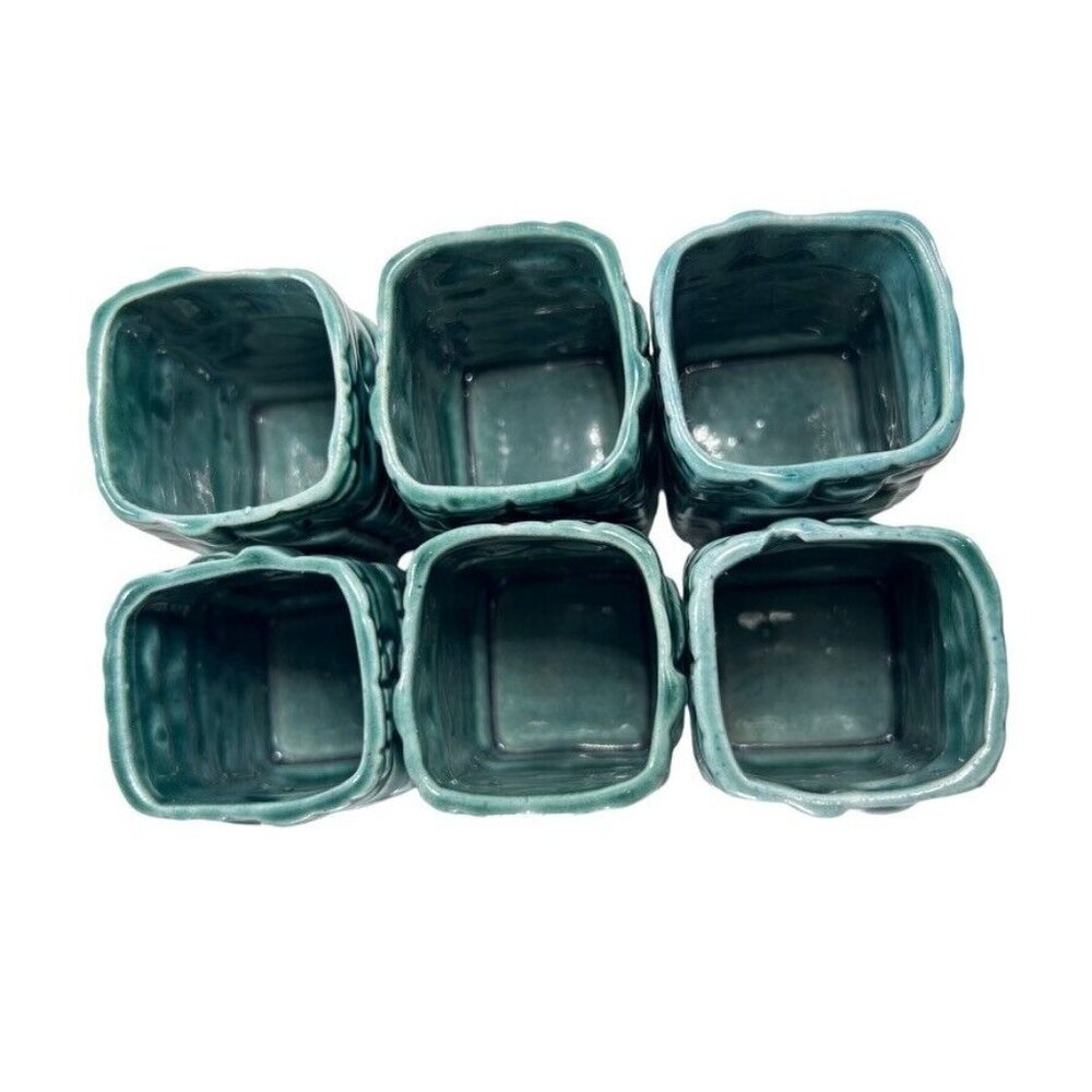Vtg 1960 Ceramic Tiki Decanter Cork Shot Glasses Aztec Mayan Idol Green Set of 7 - Picture 14 of 16